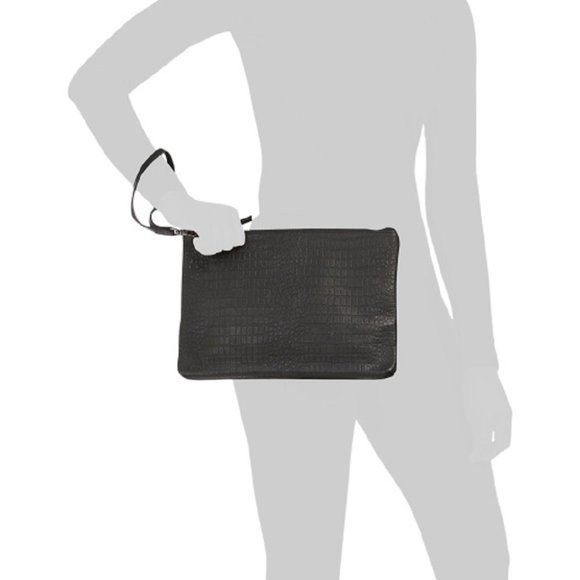 DAY & MOOD Croc Embossed Leather Bree Clutch - Picture 2 of 4